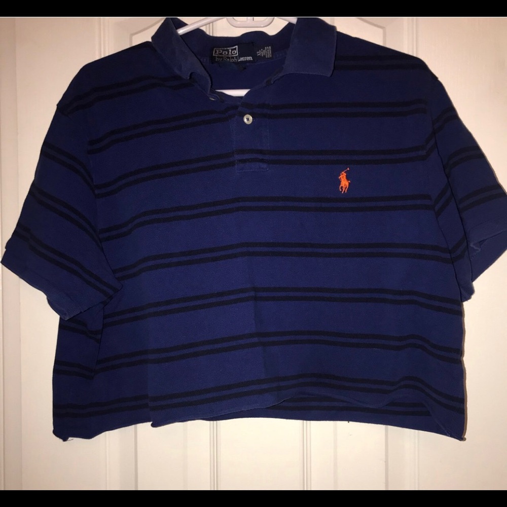 ralph lauren blue & black striped polo